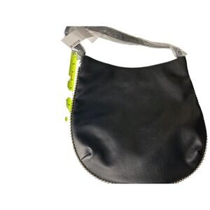 JUSTFAB Black Faux Leather Studded Hobo Shoulder Bag Purse